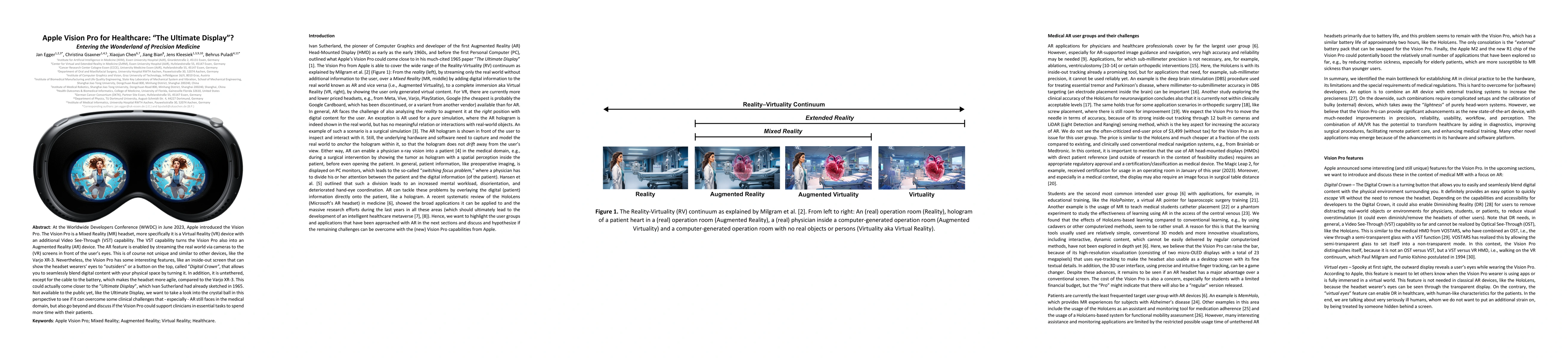 Thumbnail for Apple Vision Pro for Healthcare: "The Ultimate Display"? -- Entering the
  Wonderland of Precision Medicine