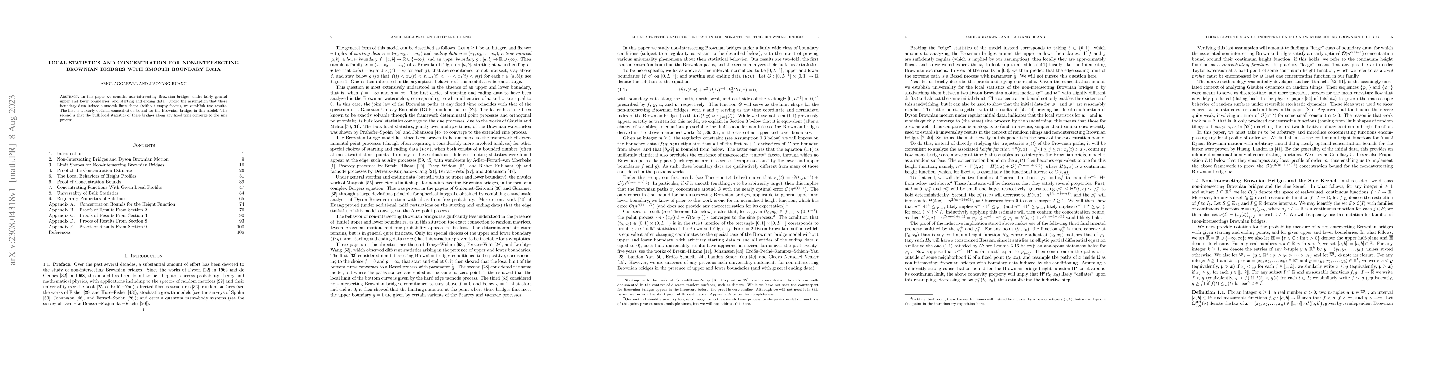 Thumbnail for Local Statistics and Concentration for Non-intersecting Brownian Bridges
  With Smooth Boundary Data