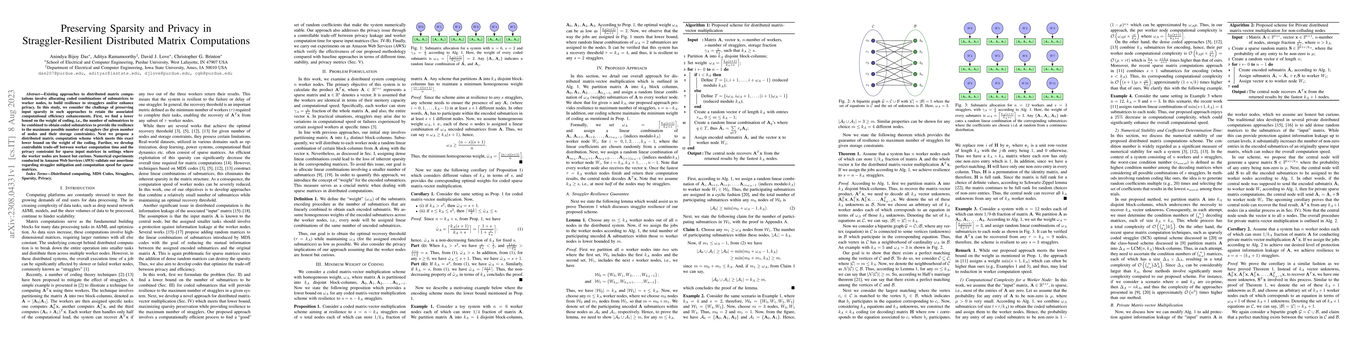 Thumbnail for Preserving Sparsity and Privacy in Straggler-Resilient Distributed
  Matrix Computations