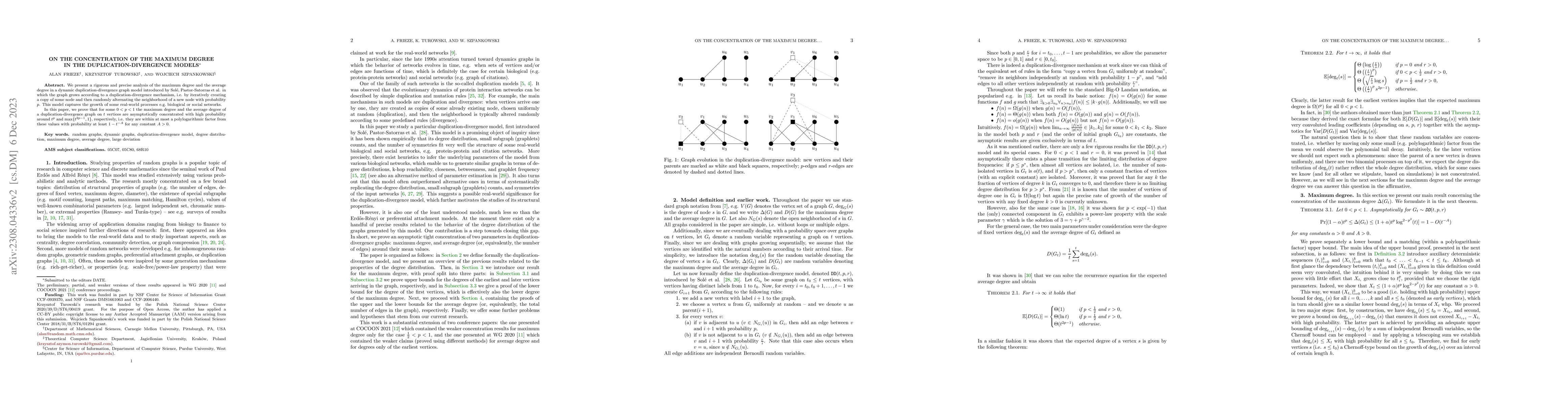 Thumbnail for On the concentration of the maximum degree in the duplication-divergence
  models
