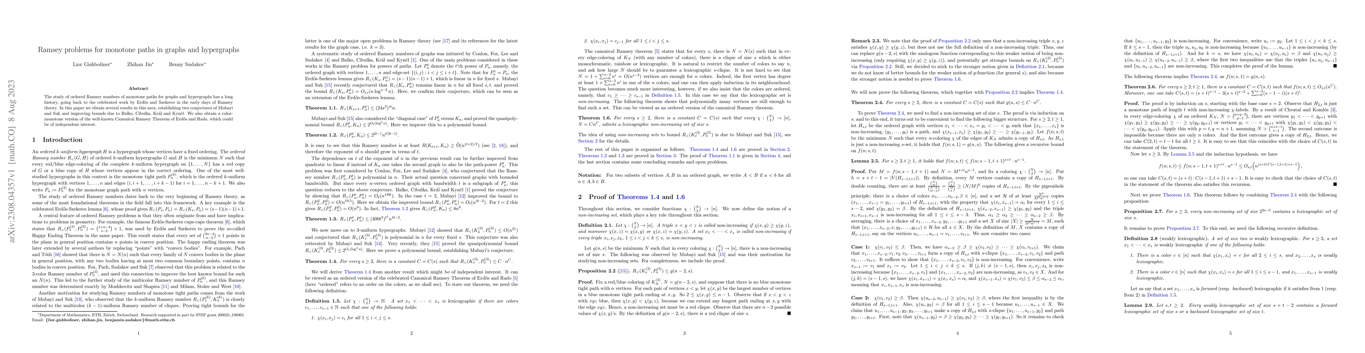 Thumbnail for Ramsey problems for monotone paths in graphs and hypergraphs