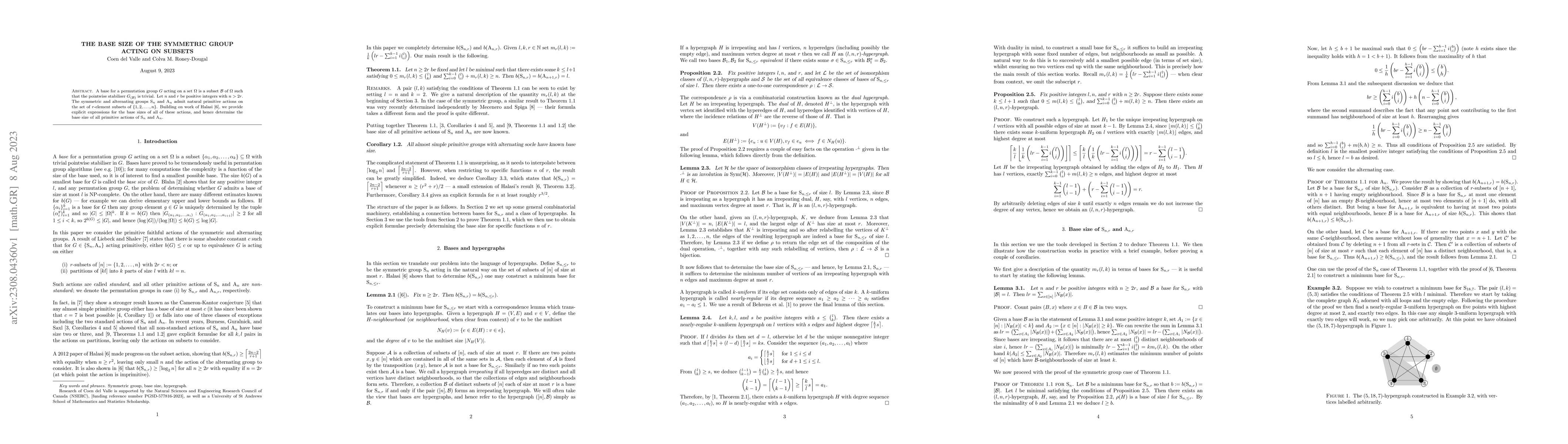 Thumbnail for The base size of the symmetric group acting on subsets