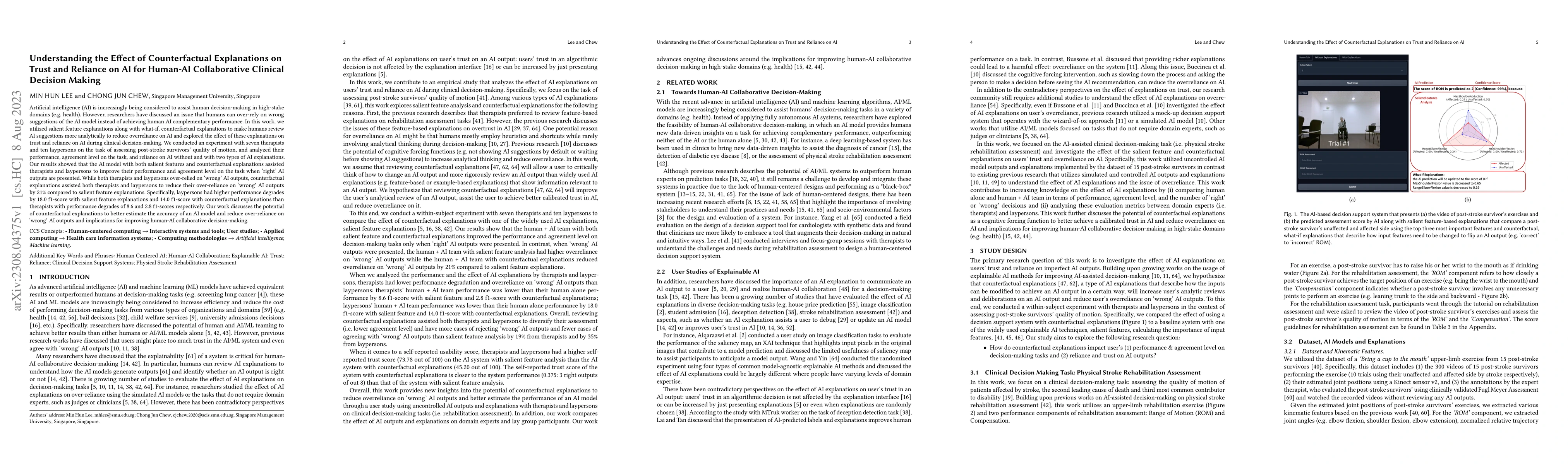 Thumbnail for Understanding the Effect of Counterfactual Explanations on Trust and
  Reliance on AI for Human-AI Collaborative Clinical Decision Making