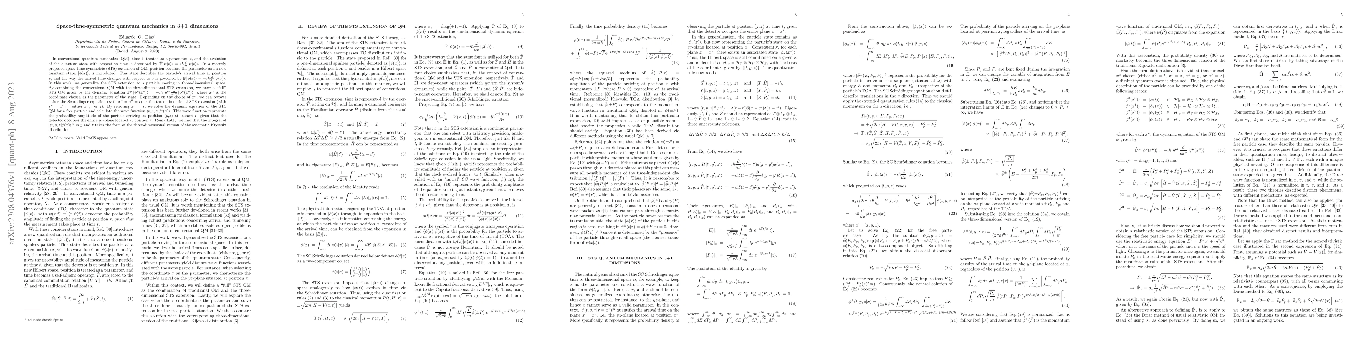 Thumbnail for Space-time-symmetric quantum mechanics in 3+1 dimensions