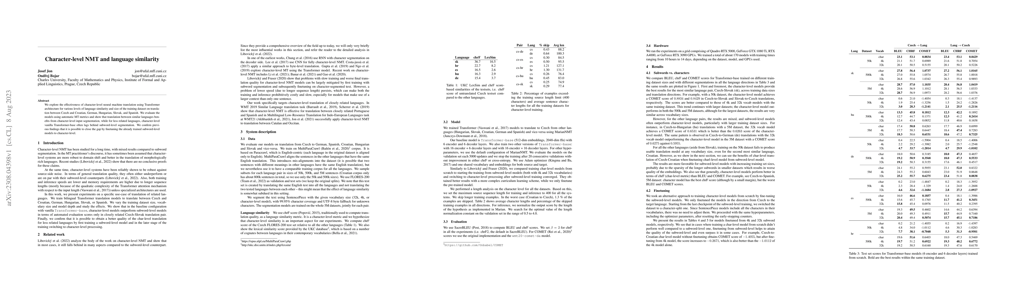 Thumbnail for Character-level NMT and language similarity