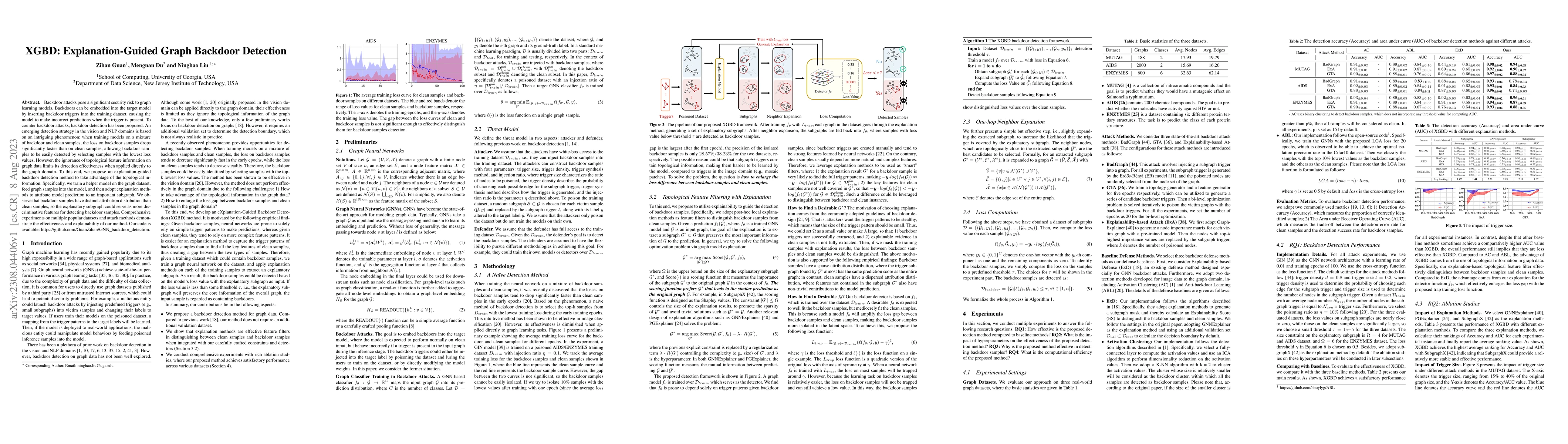 Thumbnail for XGBD: Explanation-Guided Graph Backdoor Detection