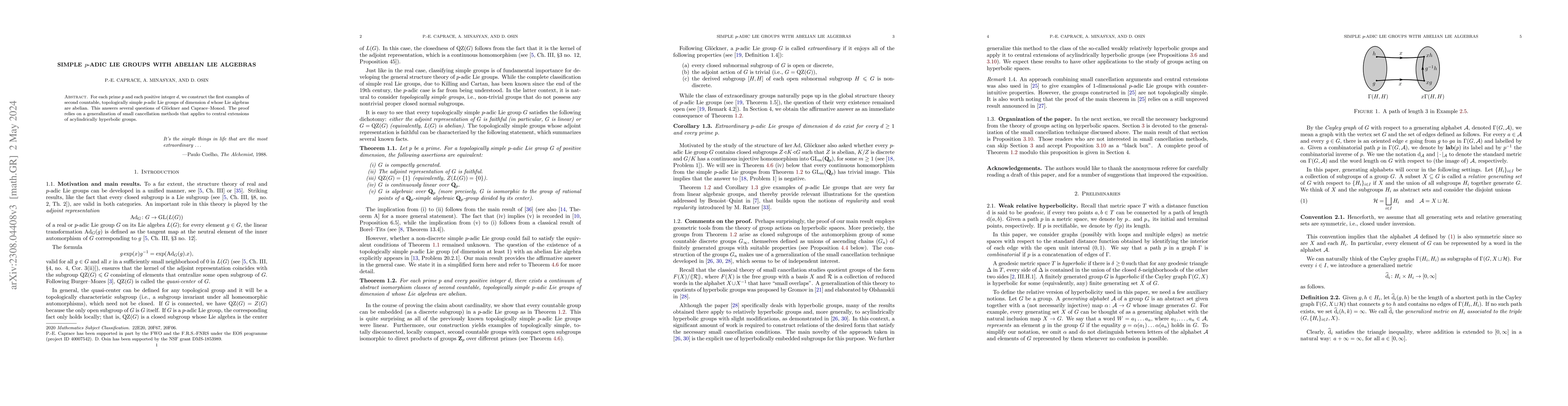 Thumbnail for Simple $p$-adic Lie groups with abelian Lie algebras
