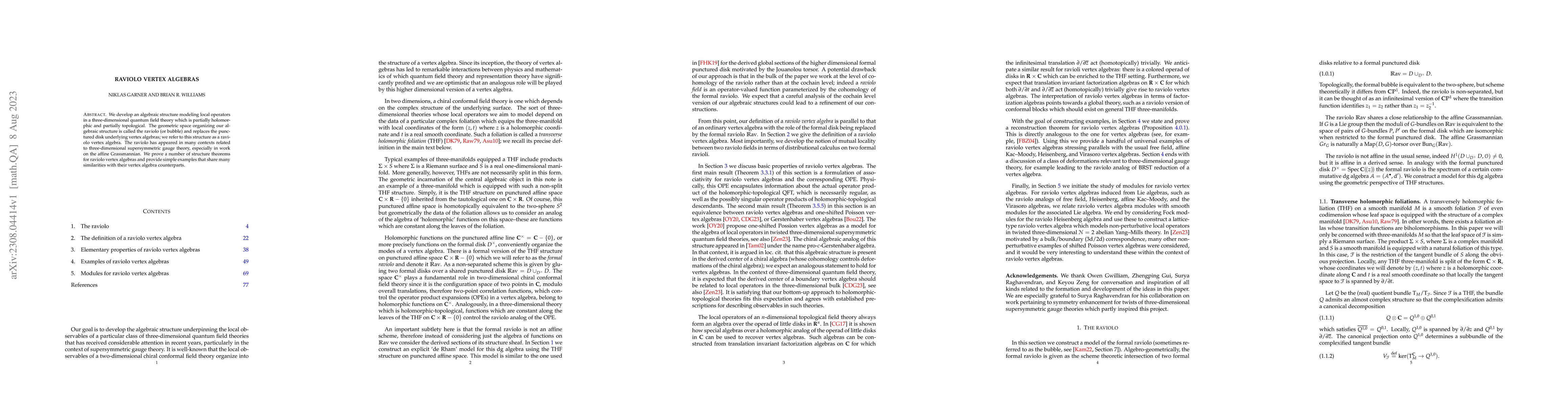 Thumbnail for Raviolo vertex algebras