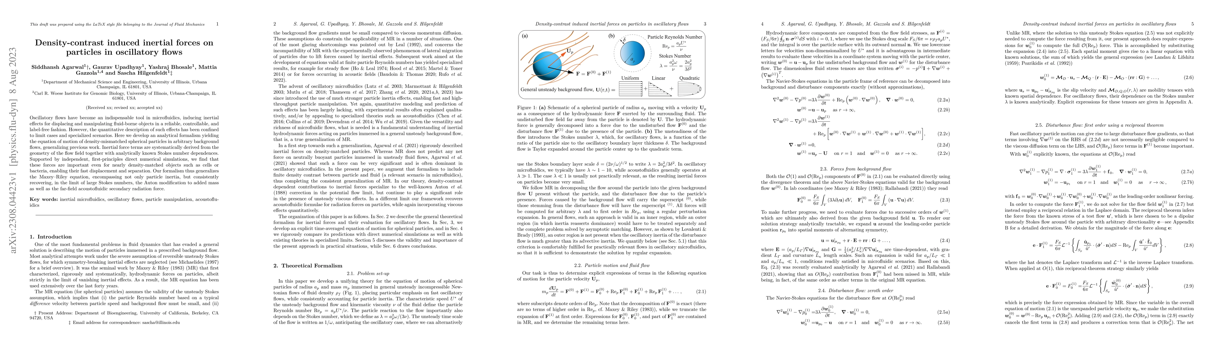 Thumbnail for Density-contrast induced inertial forces on particles in oscillatory
  flows