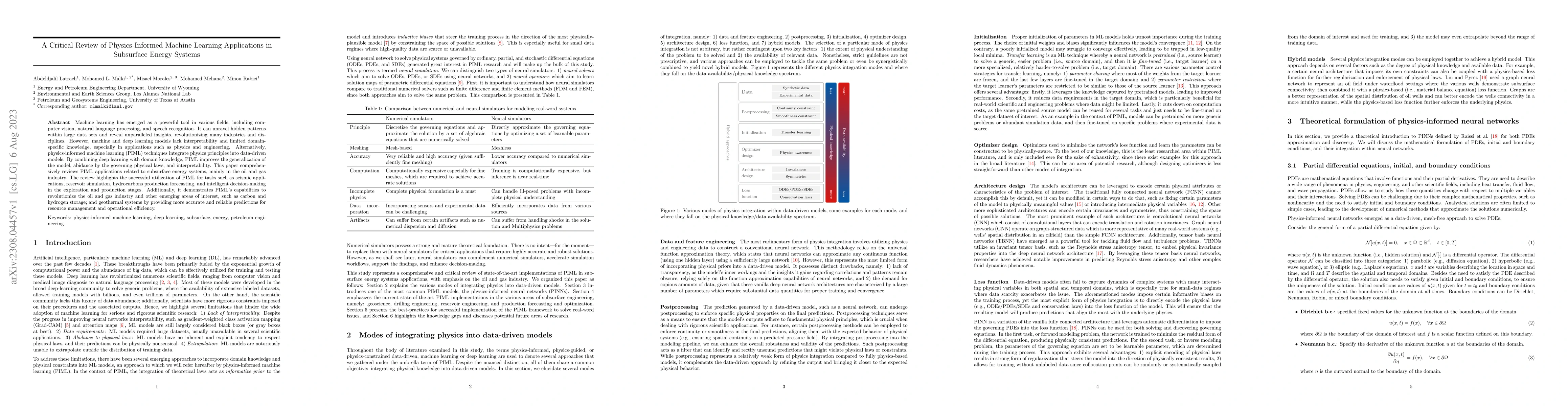 Thumbnail for A Critical Review of Physics-Informed Machine Learning Applications in
  Subsurface Energy Systems