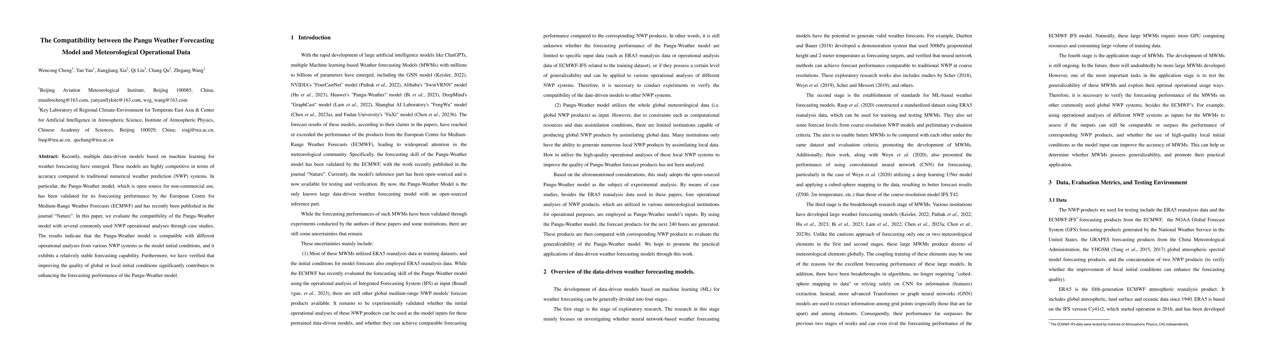 Thumbnail for The Compatibility between the Pangu Weather Forecasting Model and
  Meteorological Operational Data