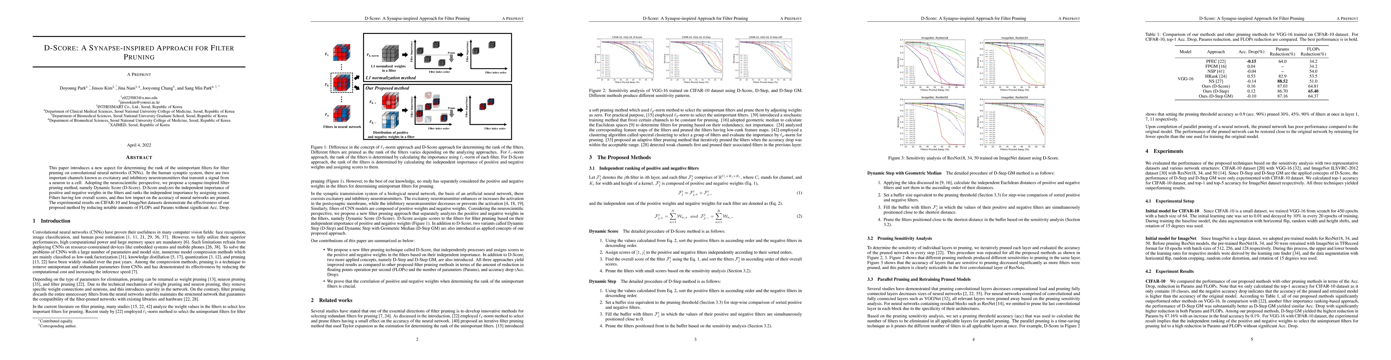 Thumbnail for D-Score: A Synapse-Inspired Approach for Filter Pruning