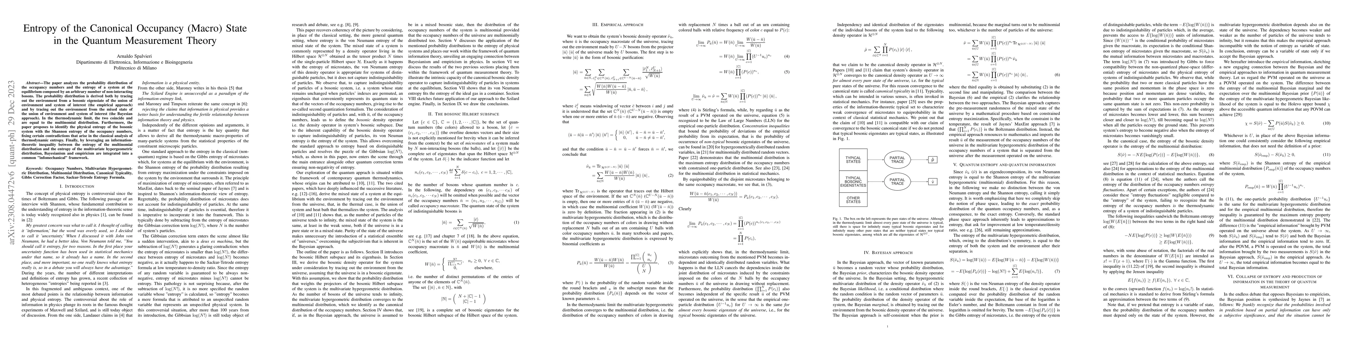 Thumbnail for Entropy of the Canonical Occupancy (Macro) State in the Quantum
  Measurement Theory
