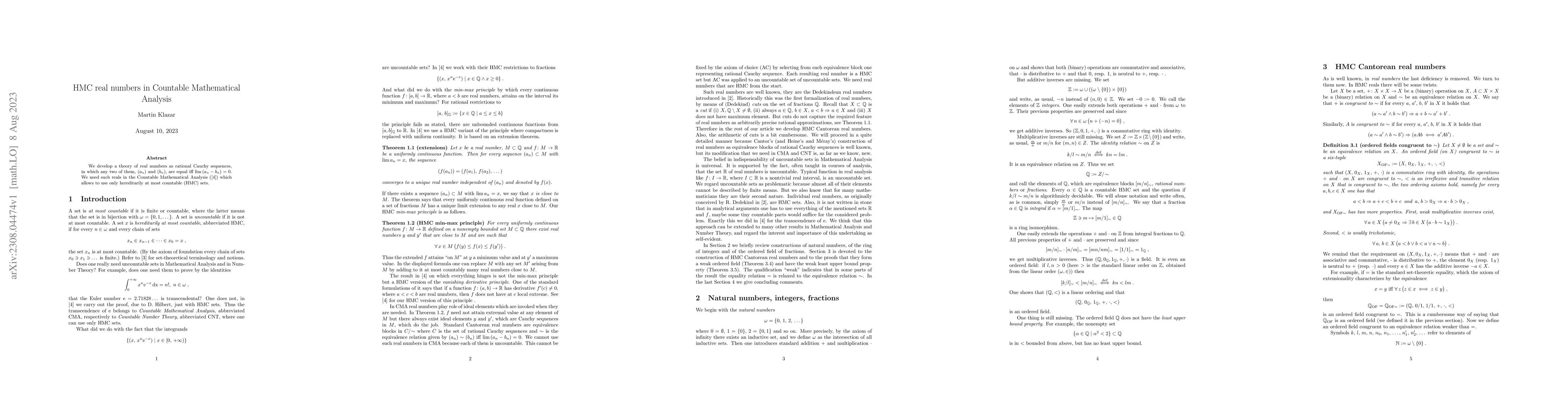 Thumbnail for HMC real numbers in Countable Mathematical Analysis