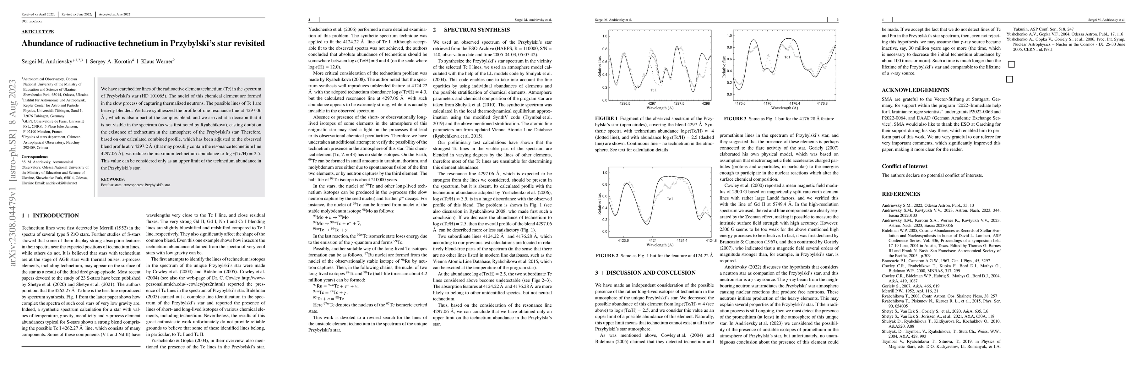 Thumbnail for Abundance of radioactive technetium in Przybylski's star revisited