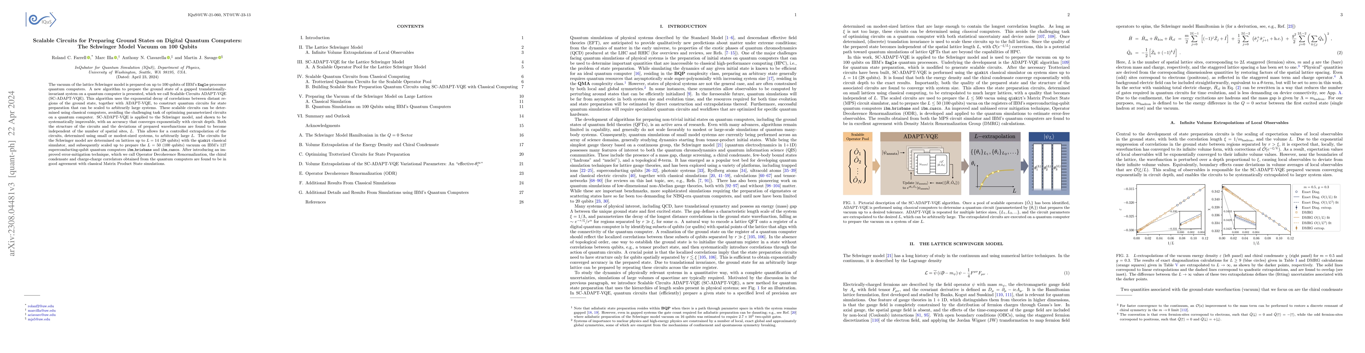 Thumbnail for Scalable Circuits for Preparing Ground States on Digital Quantum
  Computers: The Schwinger Model Vacuum on 100 Qubits