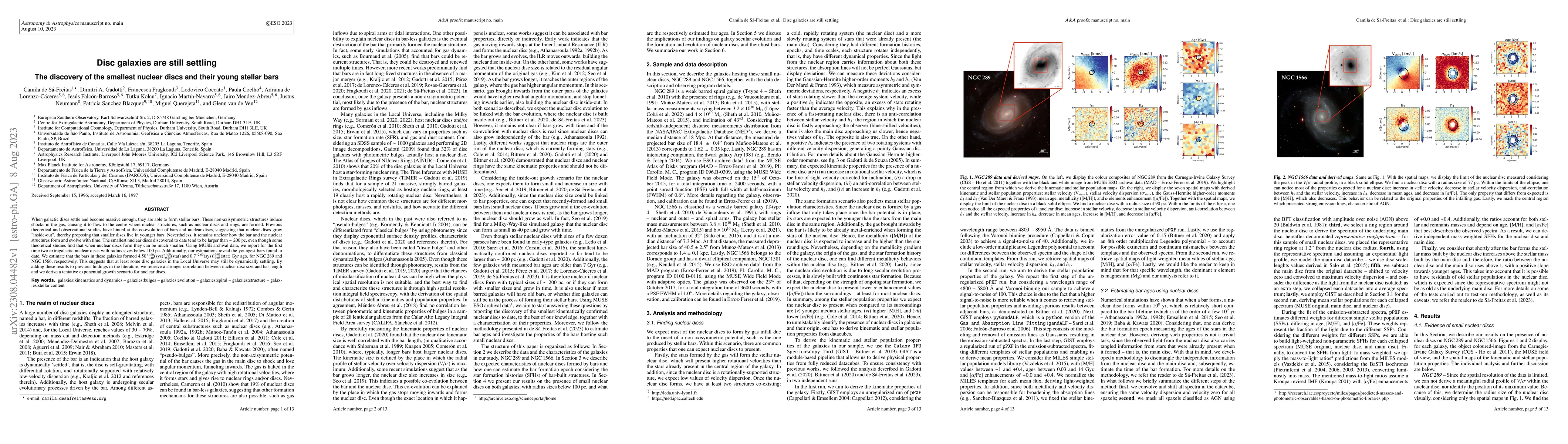 Thumbnail for Disc galaxies are still settling: The discovery of the smallest nuclear
  discs and their young stellar bars