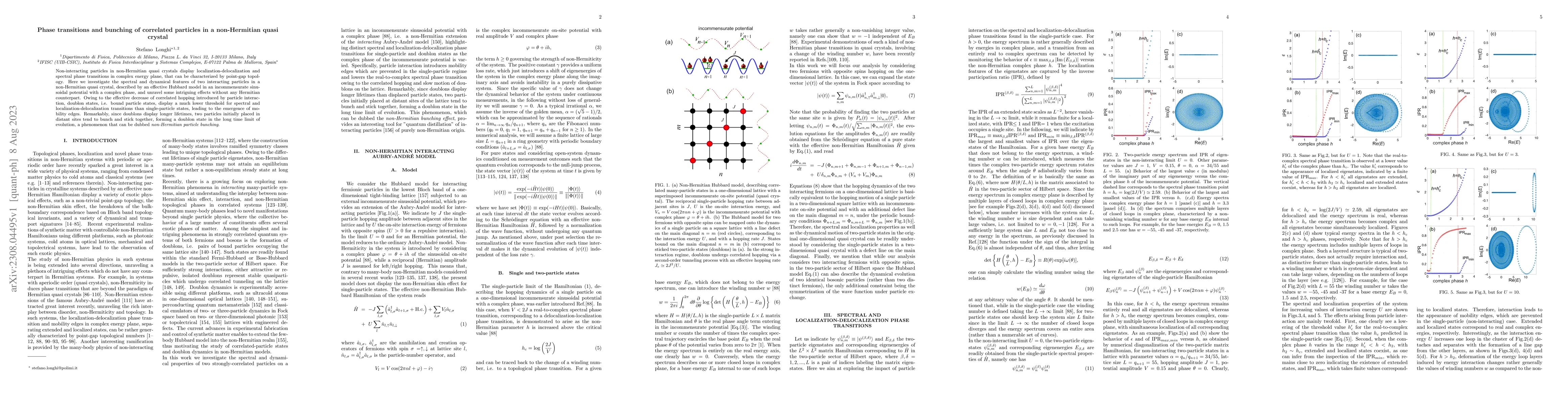 Thumbnail for Phase transitions and bunching of correlated particles in a
  non-Hermitian quasicrystal