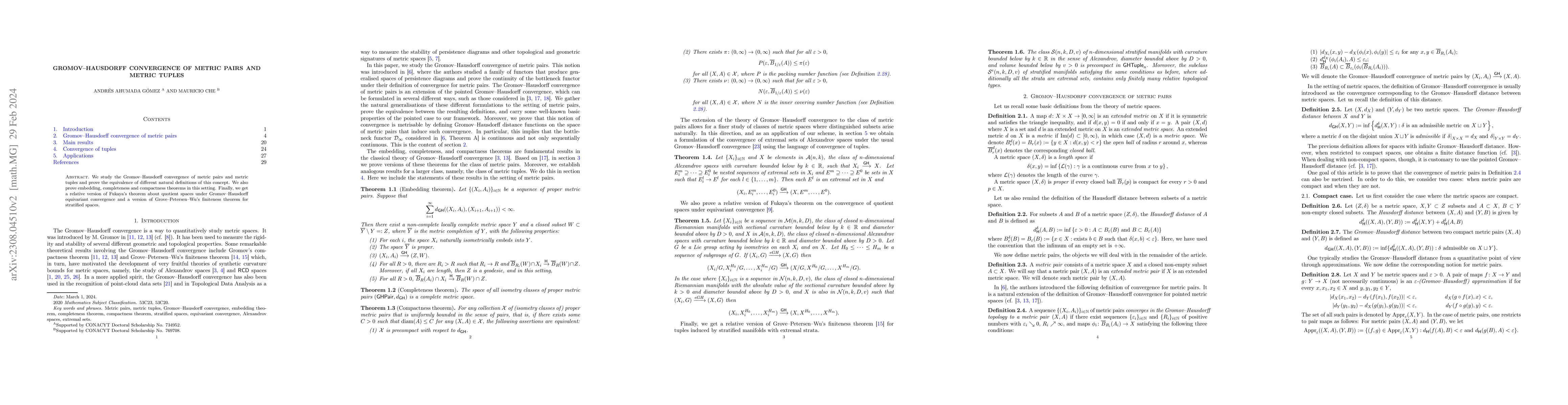 Thumbnail for Gromov-Hausdorff convergence of metric pairs and metric tuples