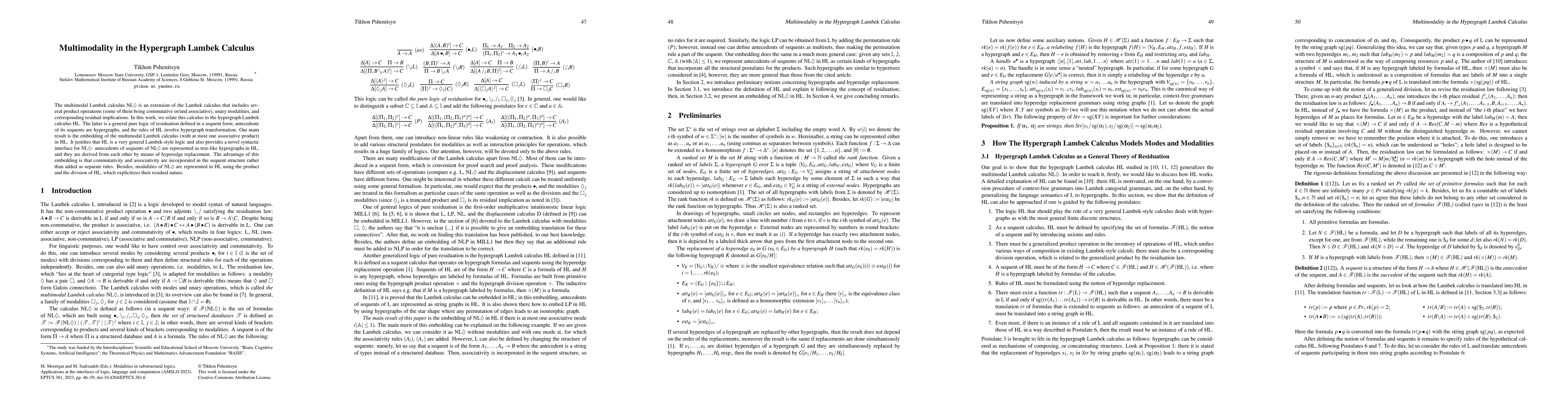 Thumbnail for Multimodality in the Hypergraph Lambek Calculus