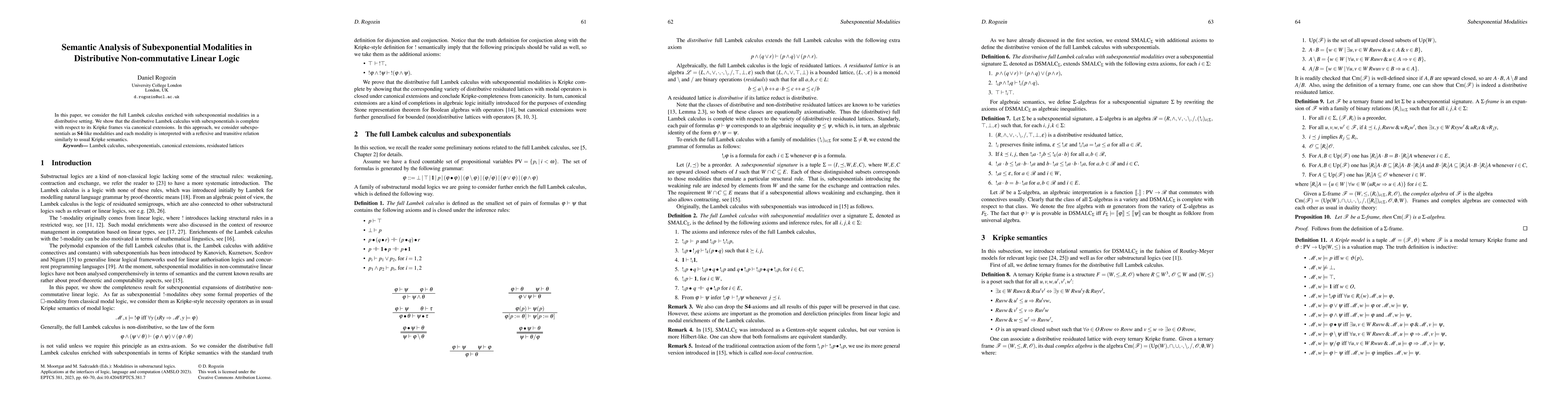 Thumbnail for Semantic Analysis of Subexponential Modalities in Distributive
  Non-commutative Linear Logic