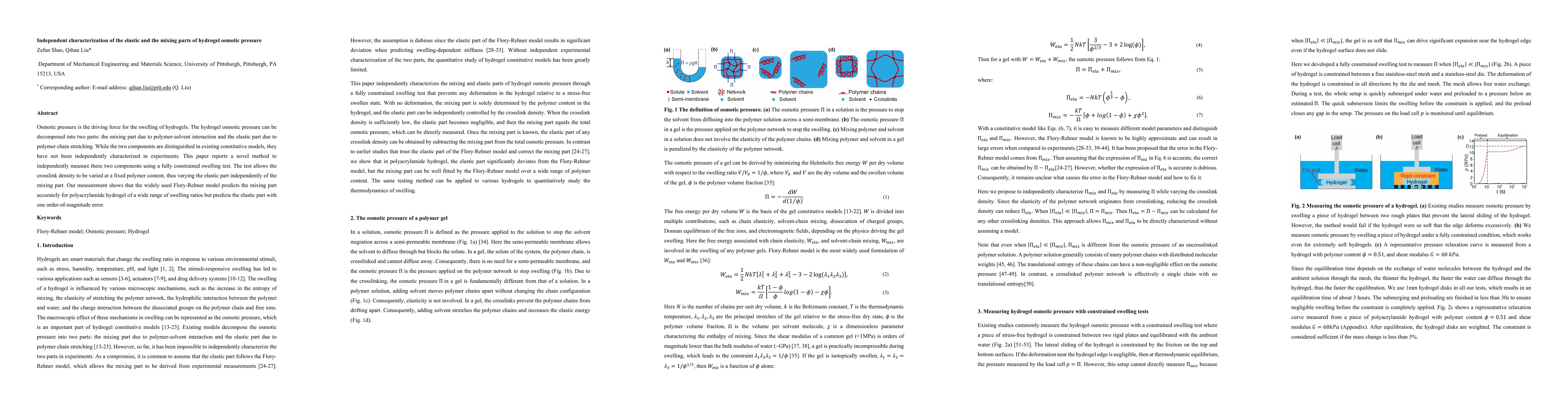 Thumbnail for Independent characterization of the elastic and the mixing parts of
  hydrogel osmotic pressure