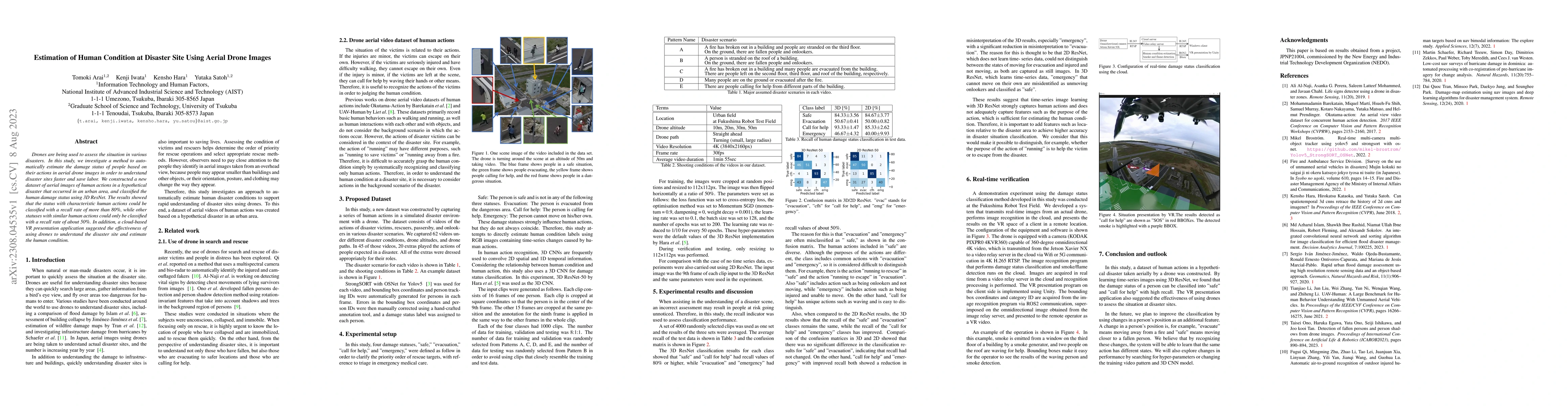Thumbnail for Estimation of Human Condition at Disaster Site Using Aerial Drone Images