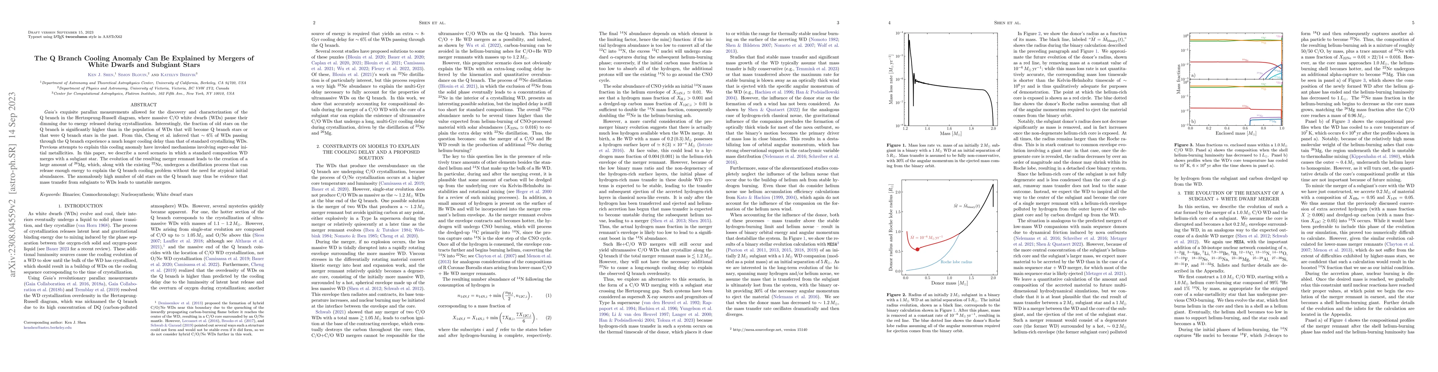 Thumbnail for The Q Branch Cooling Anomaly Can Be Explained by Mergers of White Dwarfs
  and Subgiant Stars