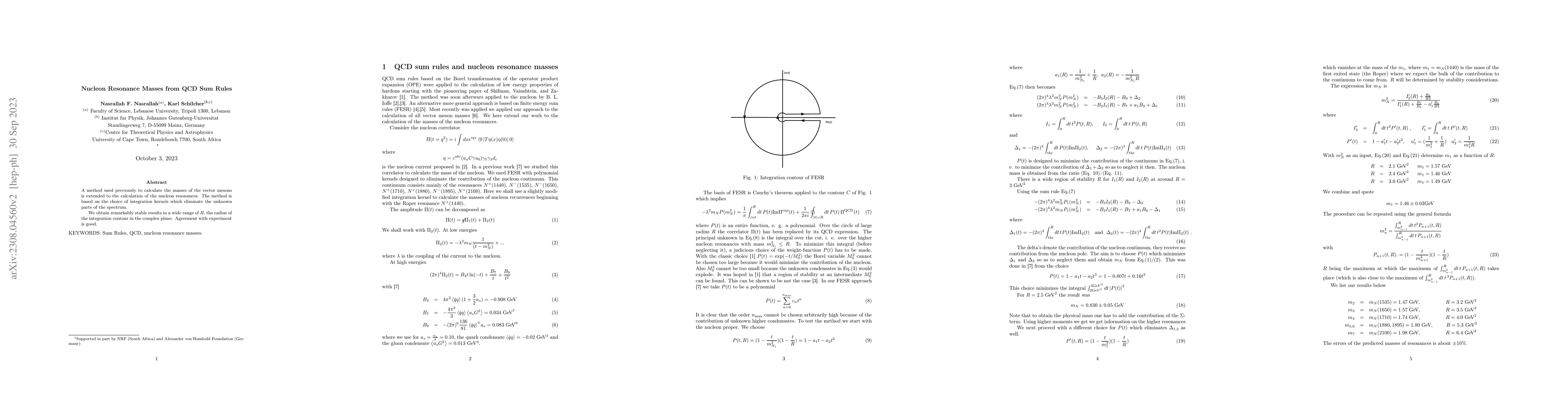 Thumbnail for Nucleon Resonance Masses from QCD Sum Rules