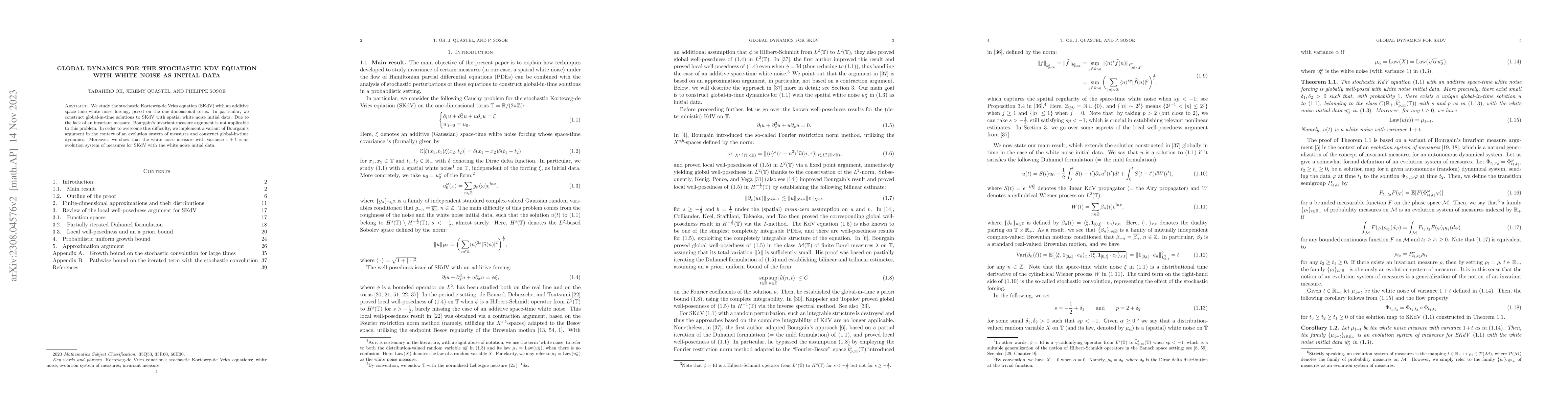 Thumbnail for Global dynamics for the stochastic KdV equation with white noise as
  initial data