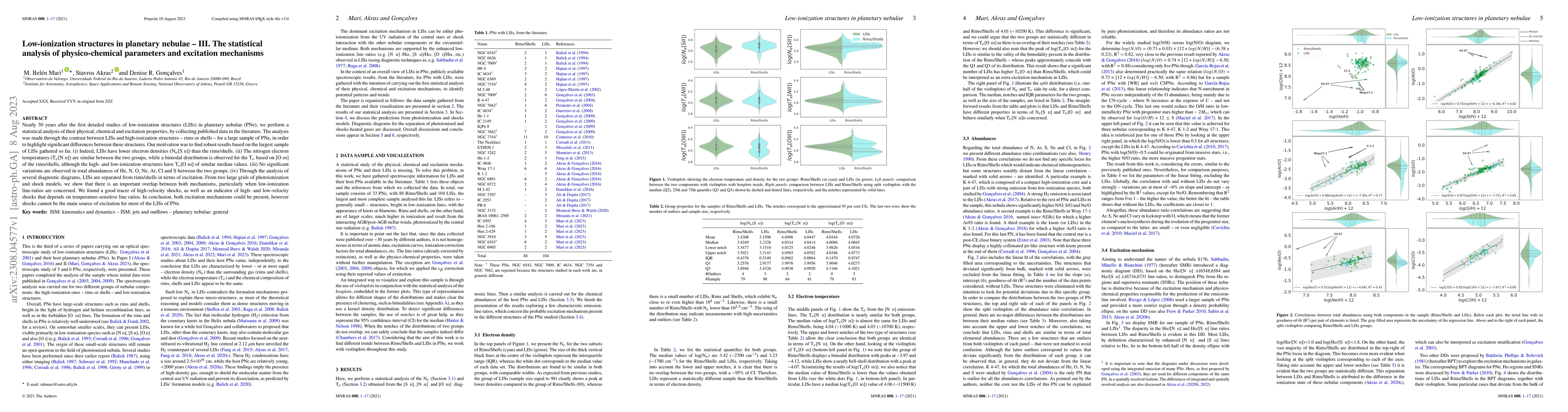 Thumbnail for Low-ionization structures in planetary nebulae -- III. The statistical
  analysis of physico-chemical parameters and excitation mechanisms