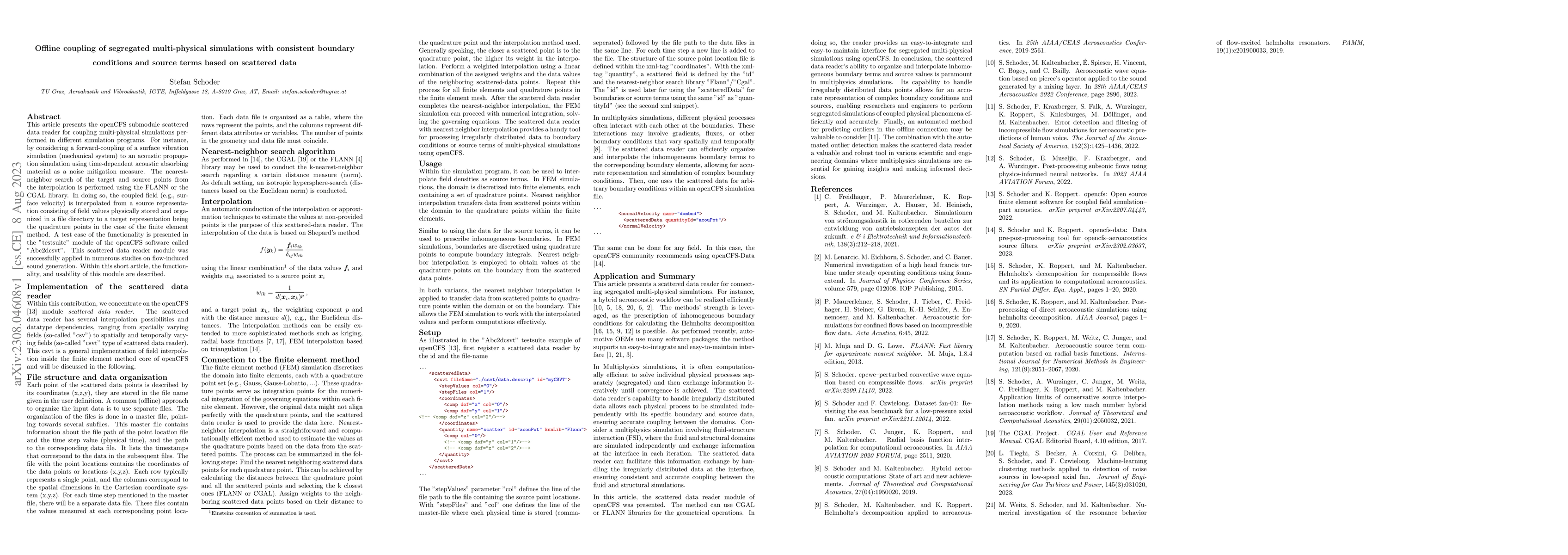 Thumbnail for Offline coupling of segregated multi-physical simulations with
  consistent boundary conditions and source terms based on scattered data
