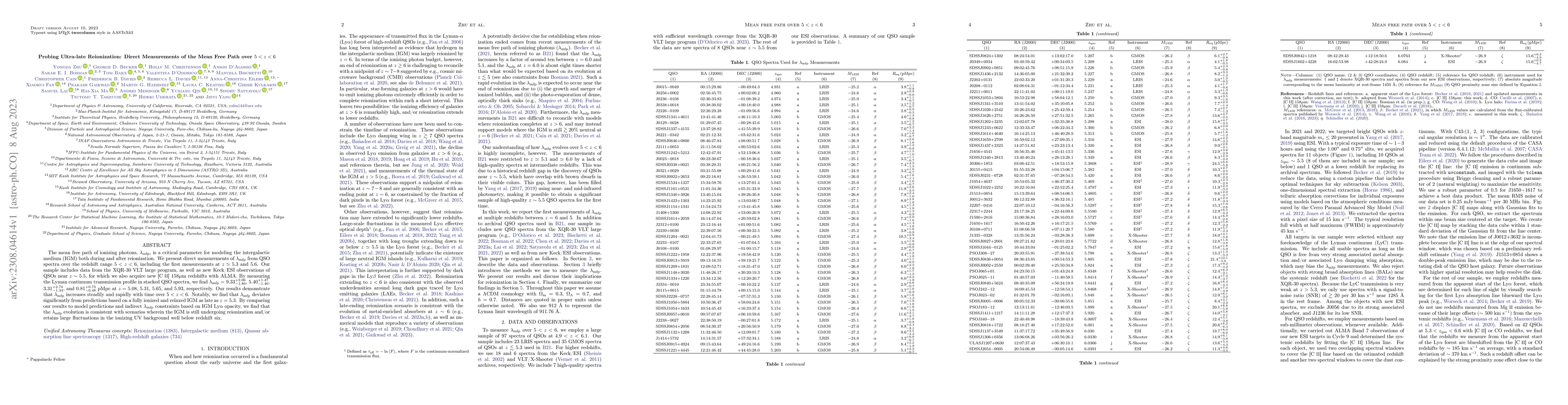 Thumbnail for Probing Ultra-late Reionization: Direct Measurements of the Mean Free
  Path over $5<z<6$