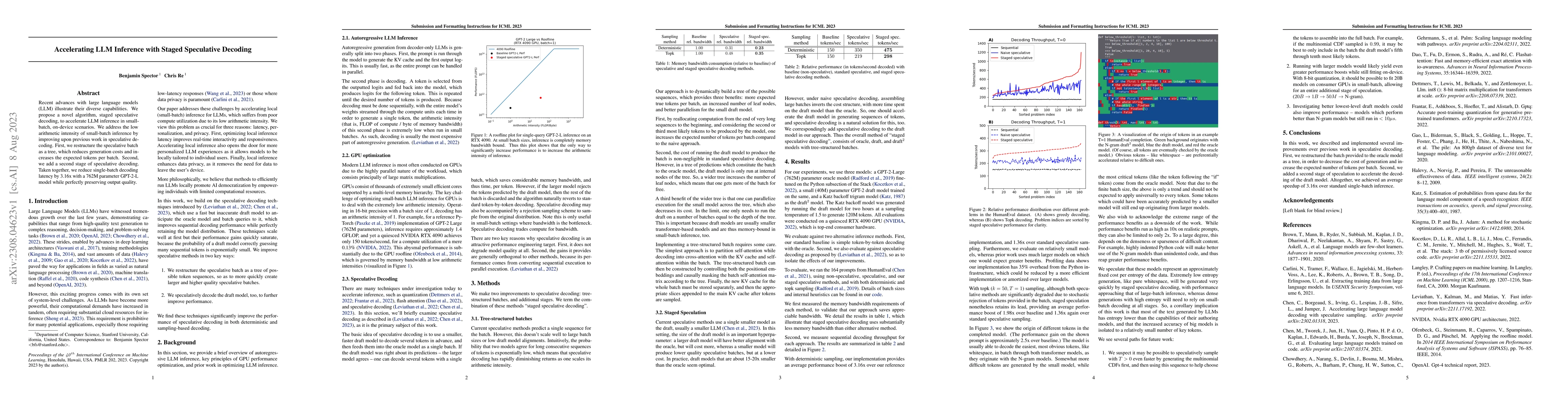 Thumbnail for Accelerating LLM Inference with Staged Speculative Decoding