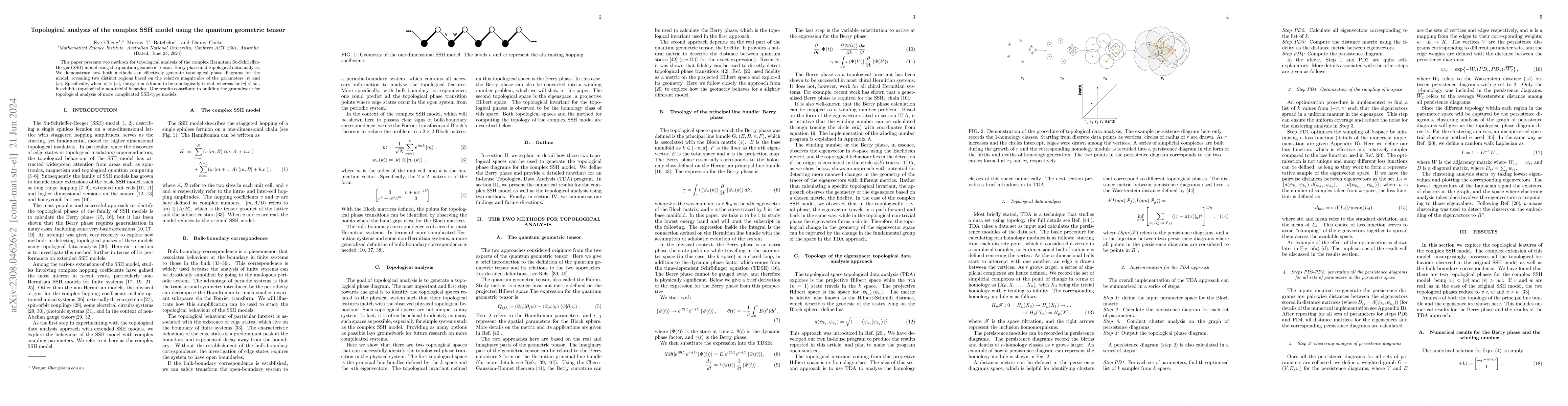 Thumbnail for Topological analysis of the complex SSH model using the quantum
  geometric tensor