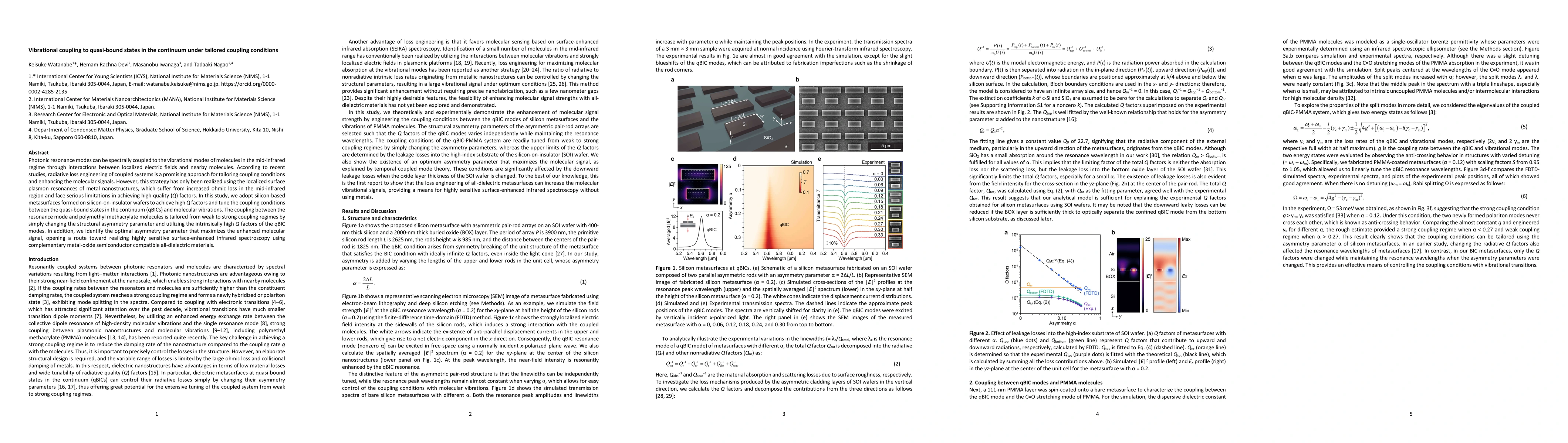 Thumbnail for Vibrational coupling to quasi-bound states in the continuum under
  tailored coupling conditions