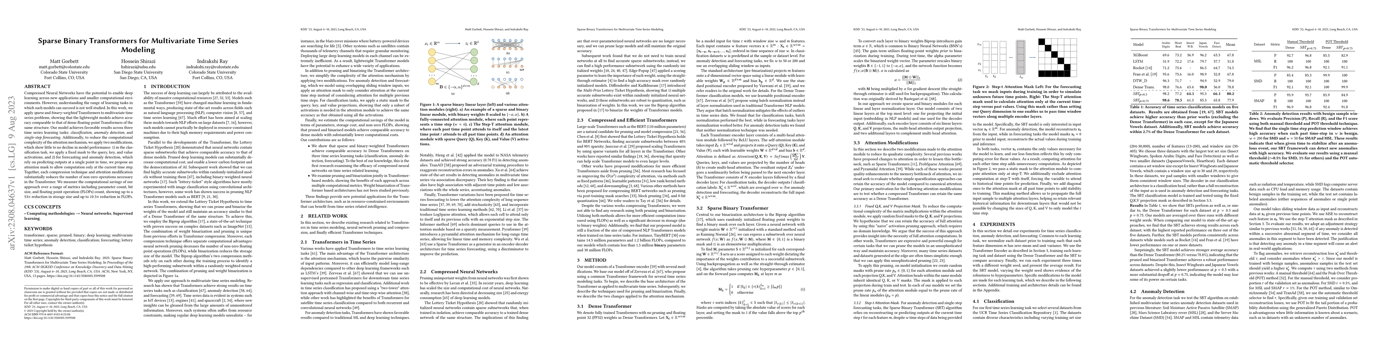 Thumbnail for Sparse Binary Transformers for Multivariate Time Series Modeling