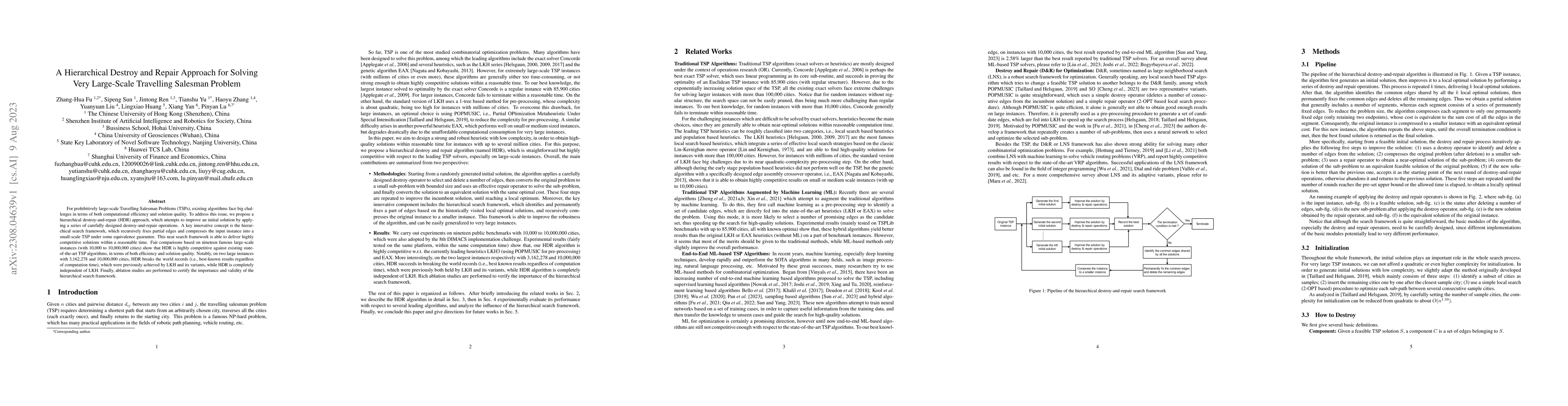 Thumbnail for A Hierarchical Destroy and Repair Approach for Solving Very Large-Scale
  Travelling Salesman Problem
