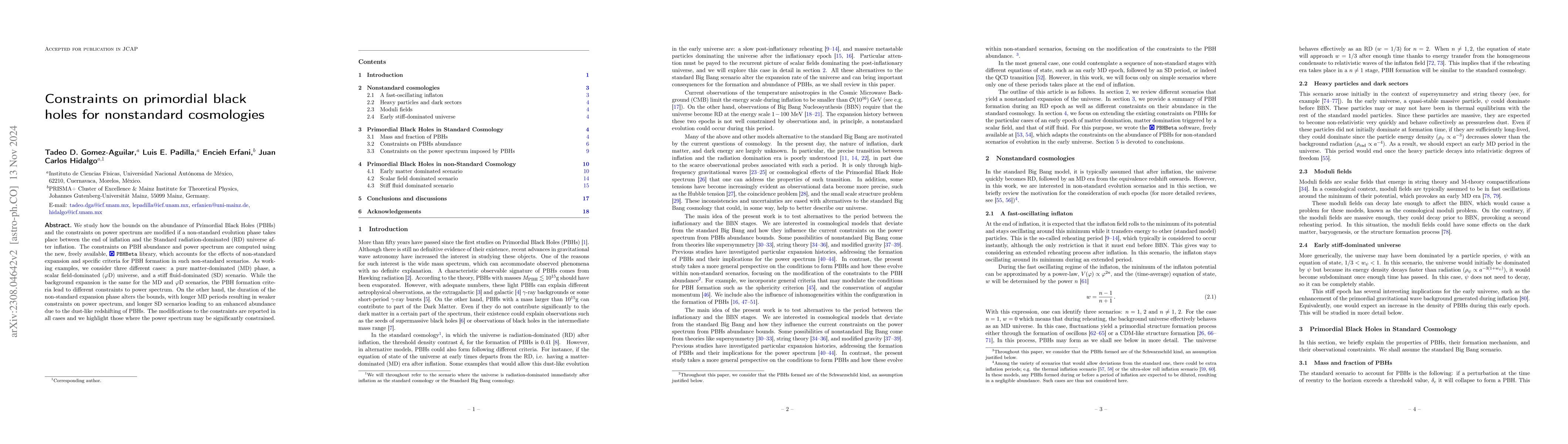 Thumbnail for Constraints on primordial black holes for nonstandard cosmologies