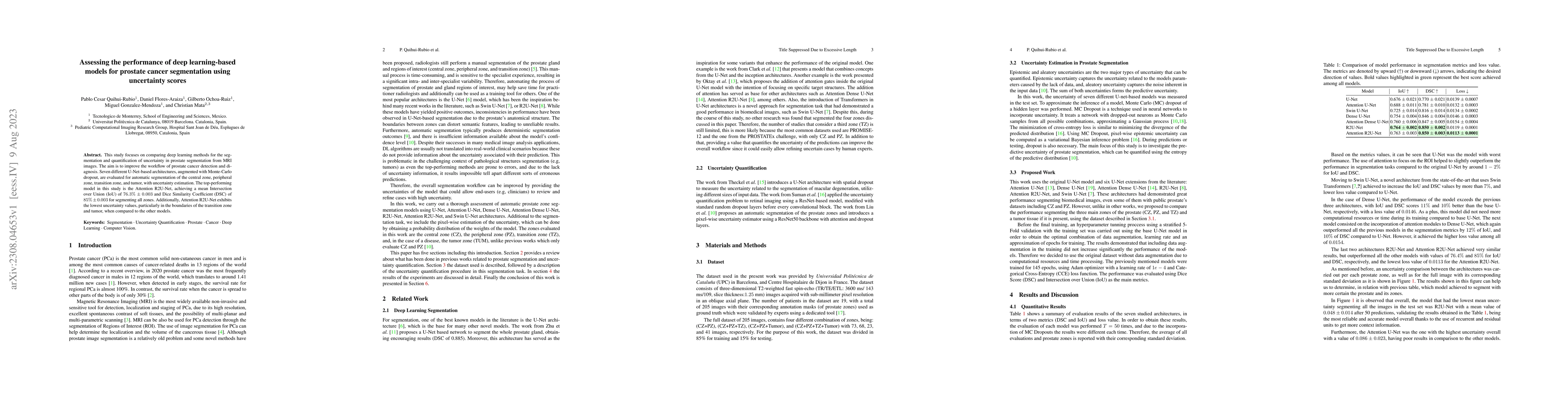 Thumbnail for Assessing the performance of deep learning-based models for prostate
  cancer segmentation using uncertainty scores