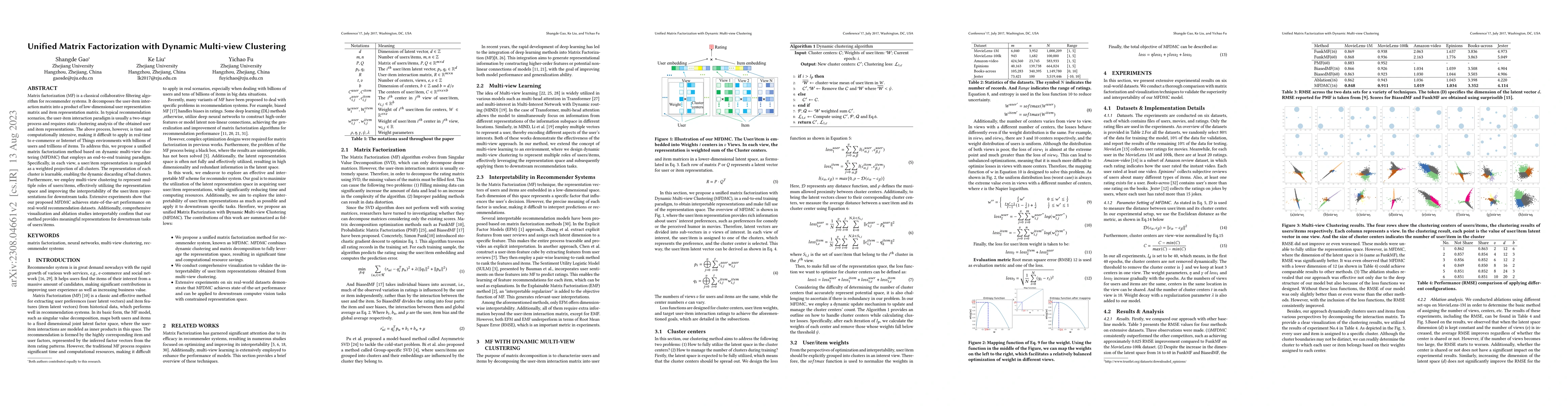 Thumbnail for Unified Matrix Factorization with Dynamic Multi-view Clustering