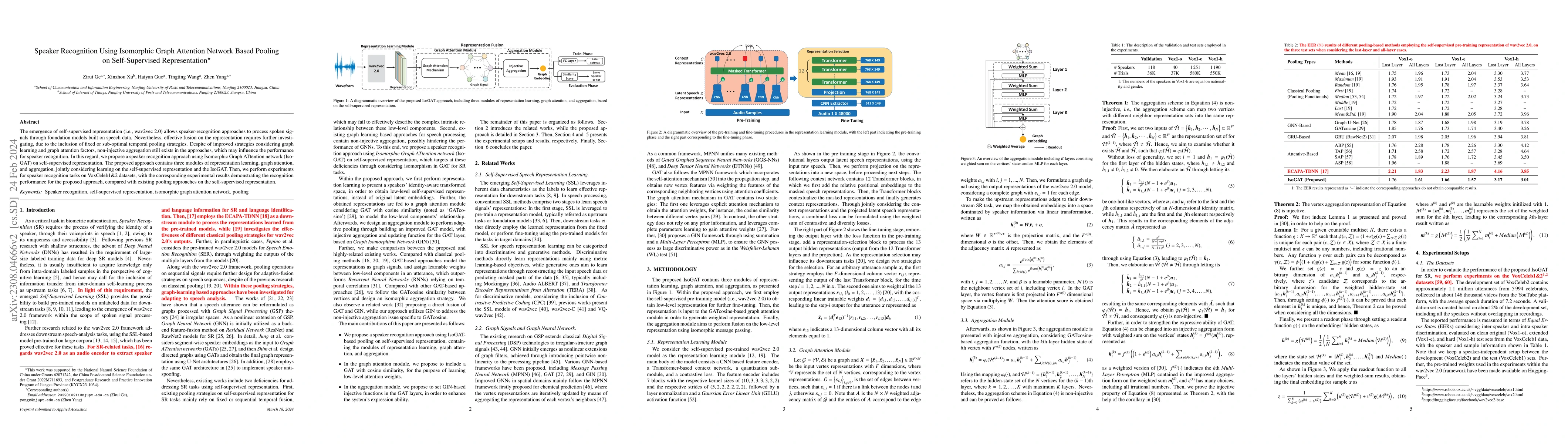 Thumbnail for Speaker Recognition Using Isomorphic Graph Attention Network Based
  Pooling on Self-Supervised Representation
