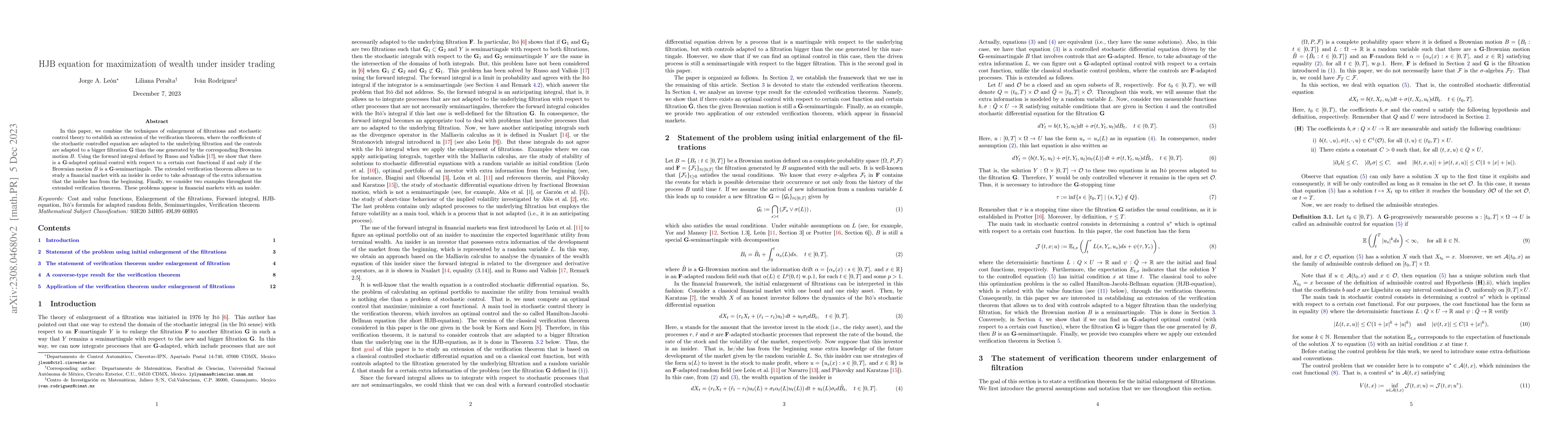 Thumbnail for HJB equation for maximization of wealth under insider trading
