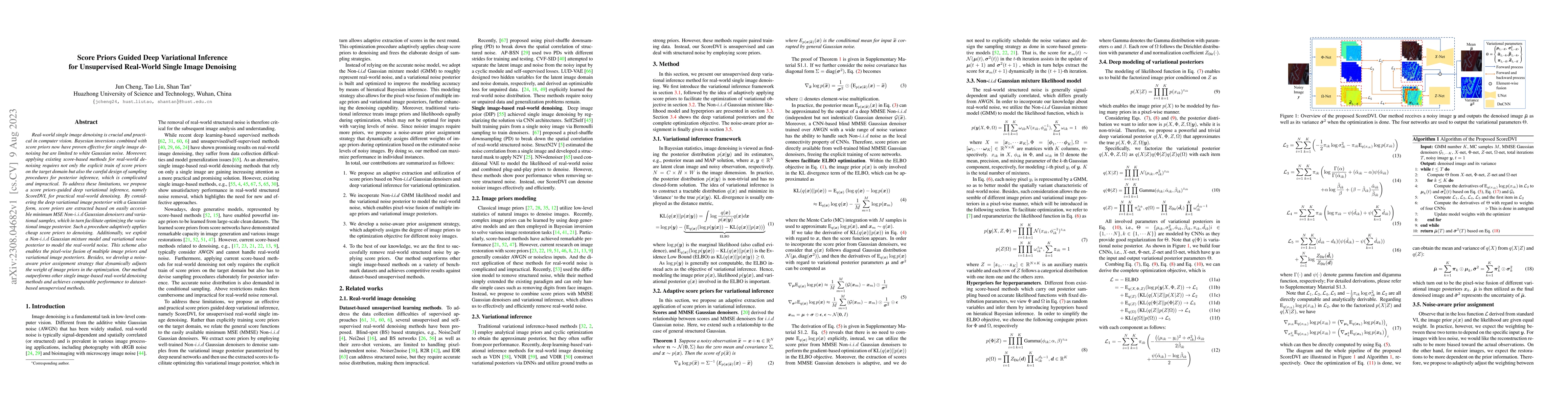 Thumbnail for Score Priors Guided Deep Variational Inference for Unsupervised
  Real-World Single Image Denoising