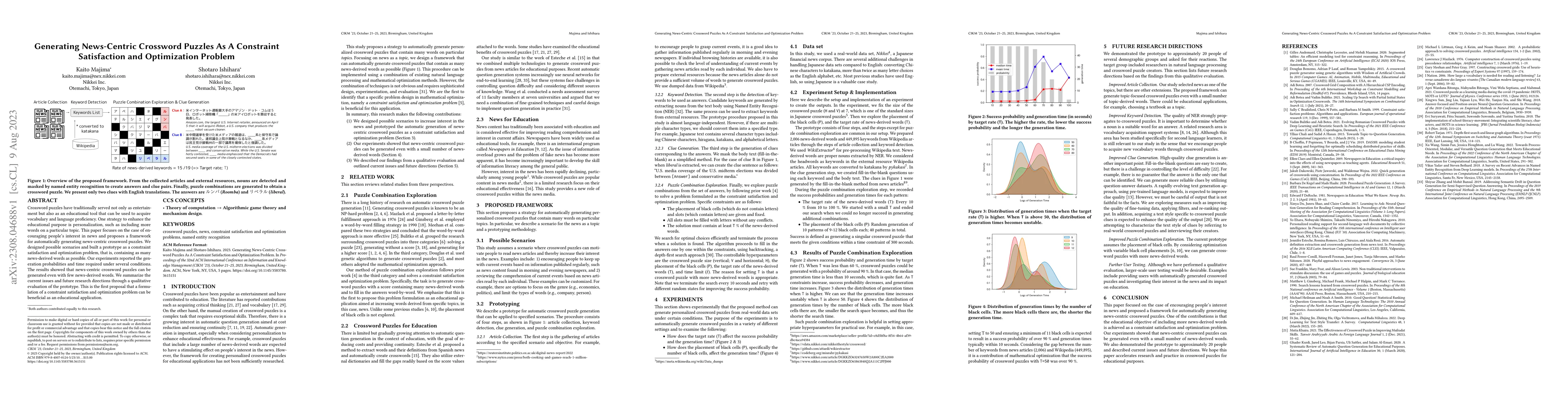 Thumbnail for Generating News-Centric Crossword Puzzles As A Constraint Satisfaction
  and Optimization Problem