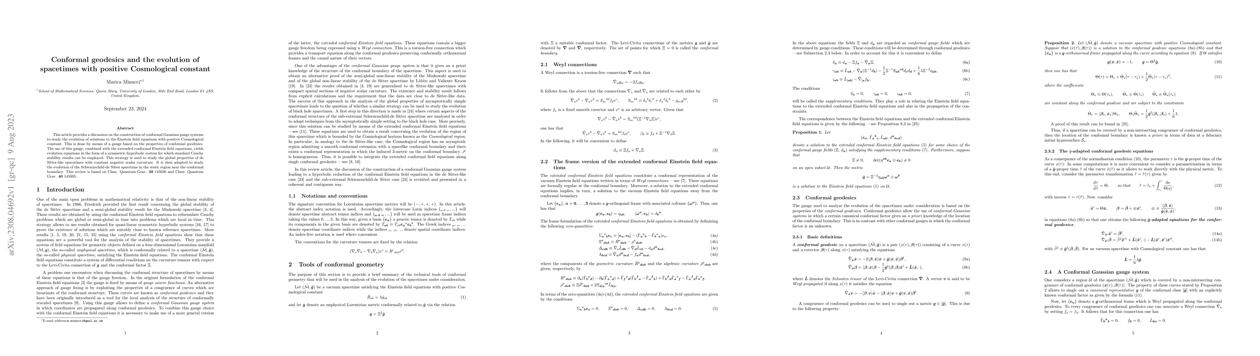 Thumbnail for Conformal geodesics and the evolution of spacetimes with positive
  Cosmological constant