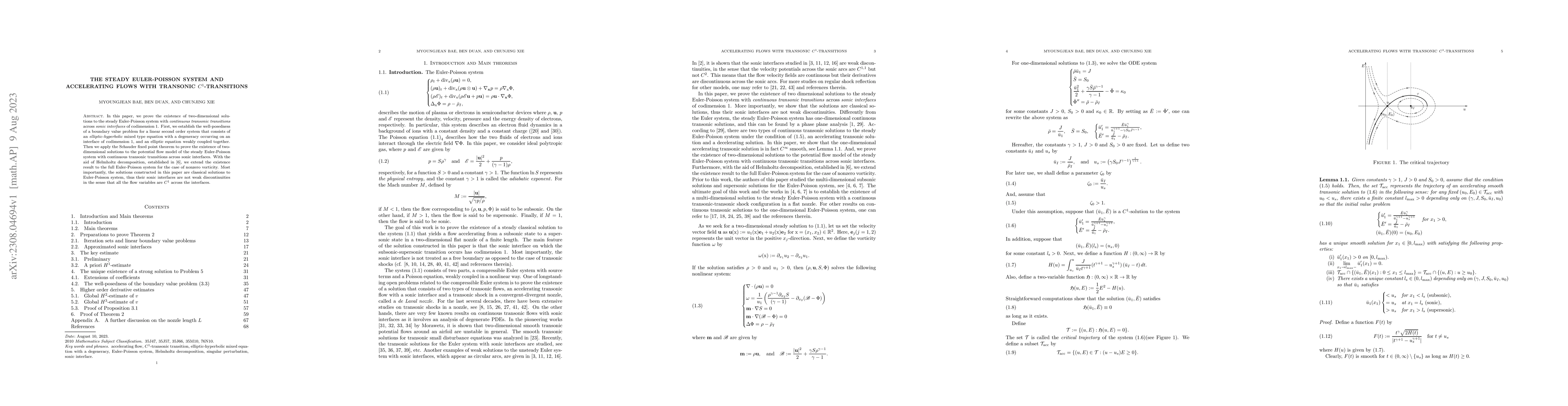 Thumbnail for The steady Euler-Poisson system and accelerating flows with transonic
  $C^1$-transitions