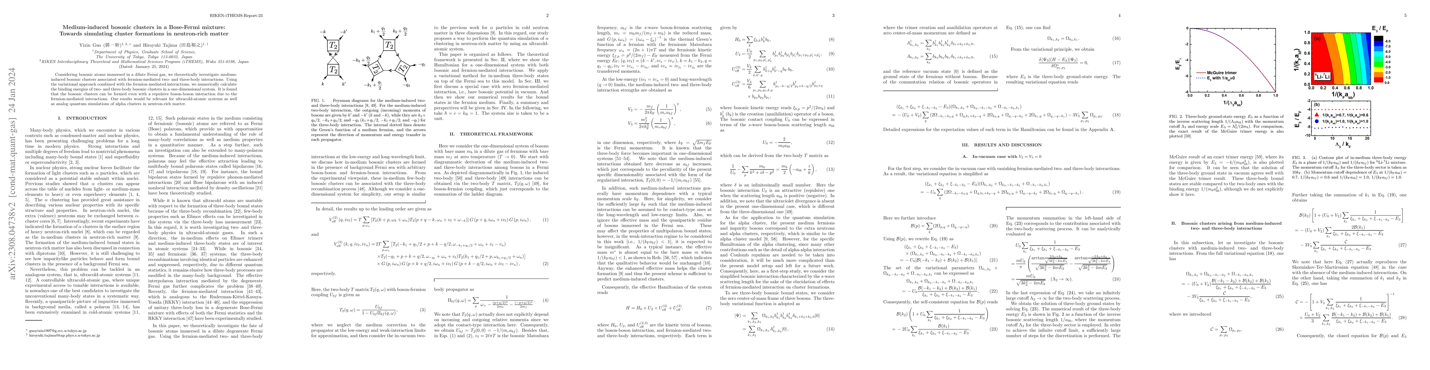 Thumbnail for Medium-induced bosonic clusters in a Bose-Fermi mixture: Towards
  simulating cluster formations in neutron-rich matter