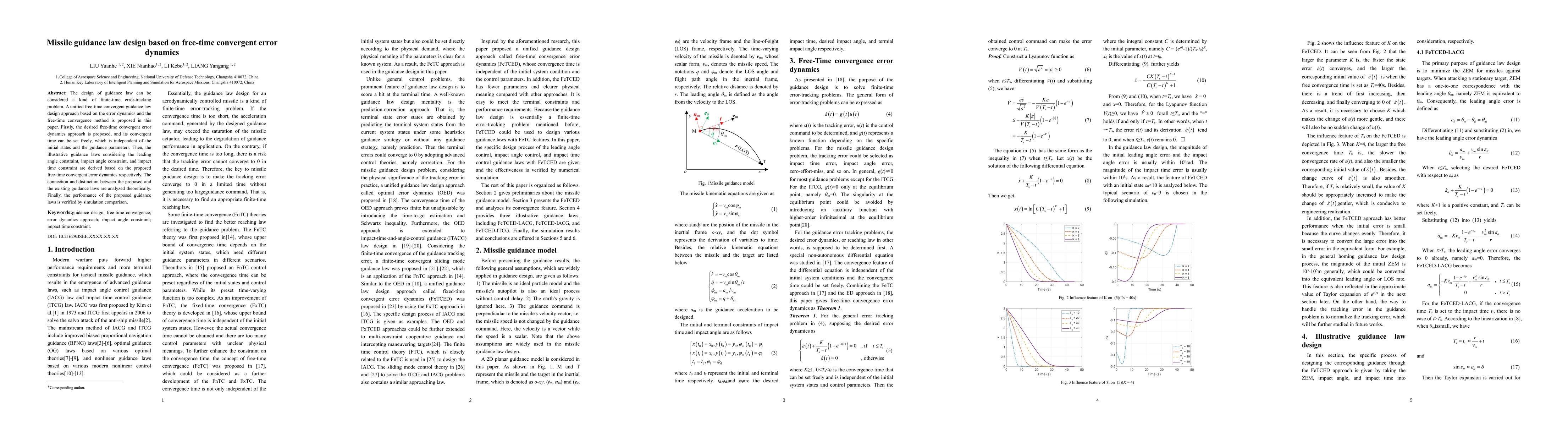 Thumbnail for Missile guidance law design based on free-time convergent error dynamics