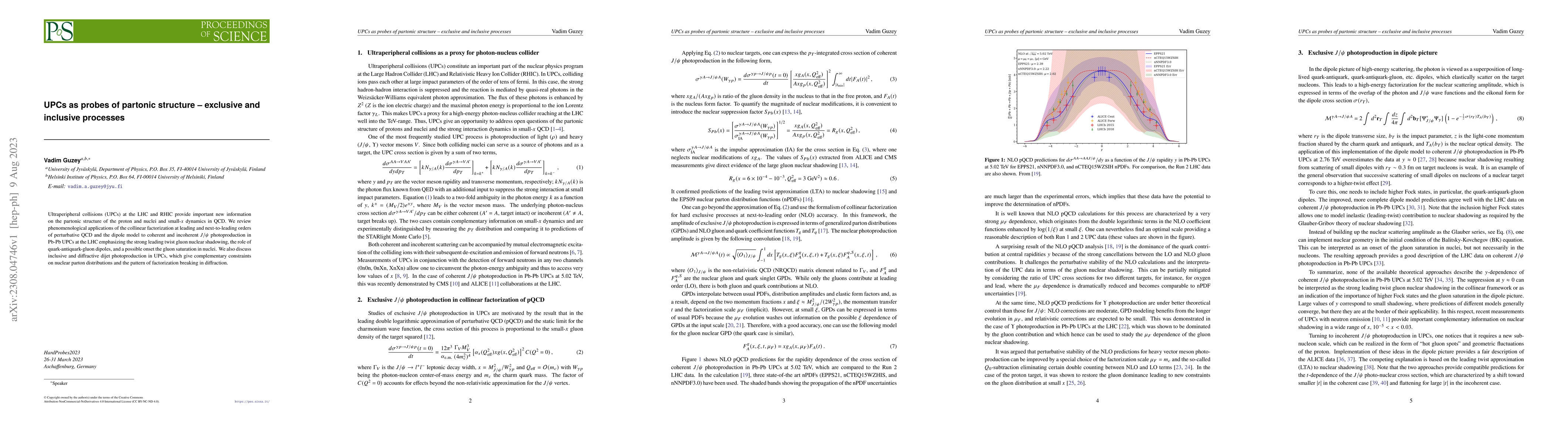 Thumbnail for UPCs as probes of partonic structure -- exclusive and inclusive
  processes